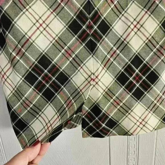 Brooks Brothers 346 Wool Mini Skirt Sz 2 Black White Tartan Plaid Lined Academia - Picture 4 of 11